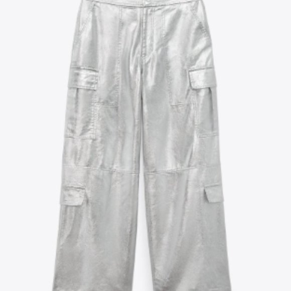 Zara Pants - Zara silver cargo pants